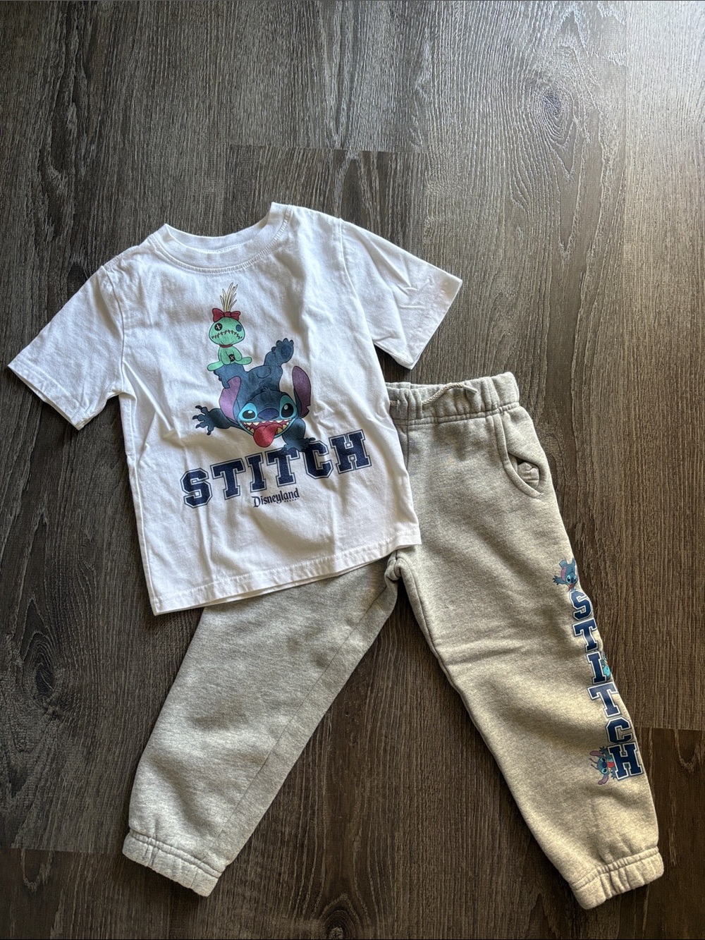 Disney Grey Kids Stitch Joggers with Blue Graphic Shirt